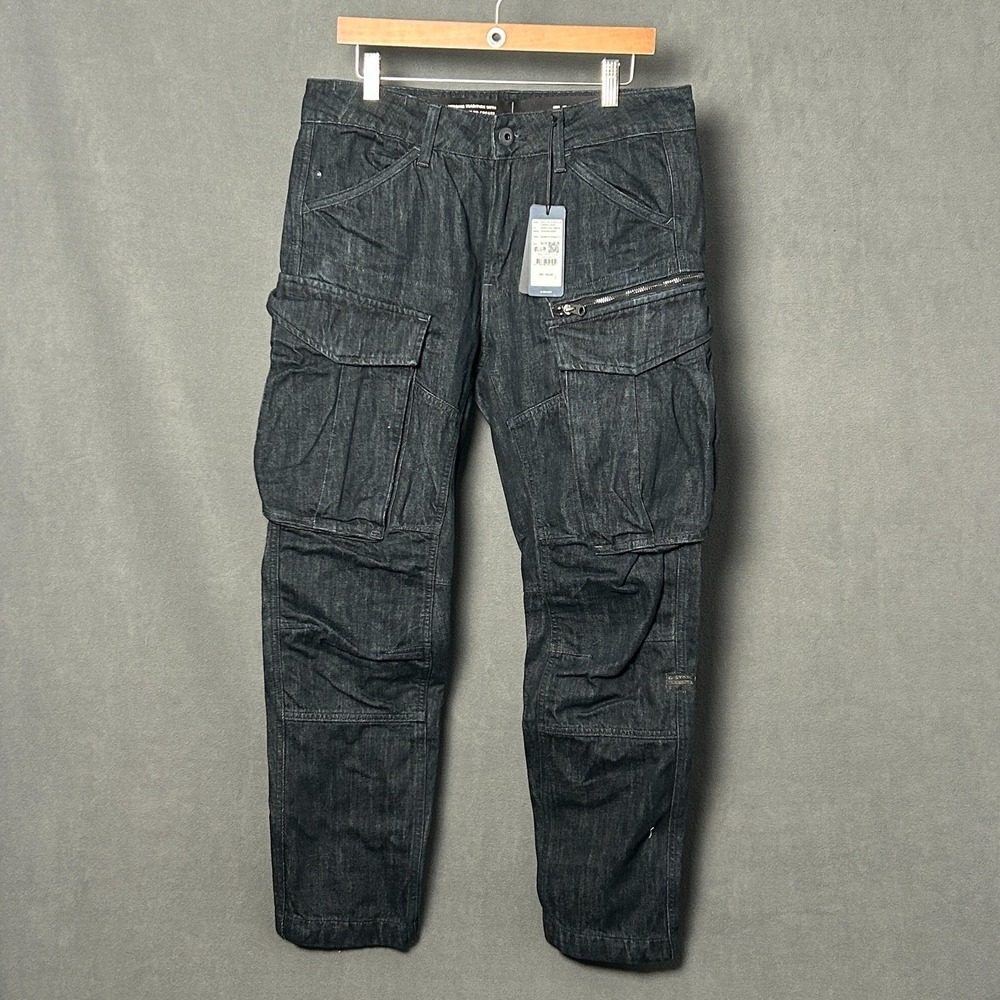 G-Star Raw Rovic Zip 3D Tapered Cargo Denim Pants Mens 32x30 Black NWT